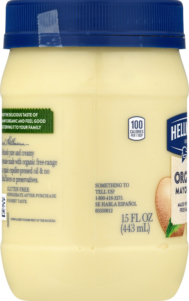 slide 2 of 9, Hellmann's Organic Mayonnaise Original Mayo, 15 oz, 15 oz