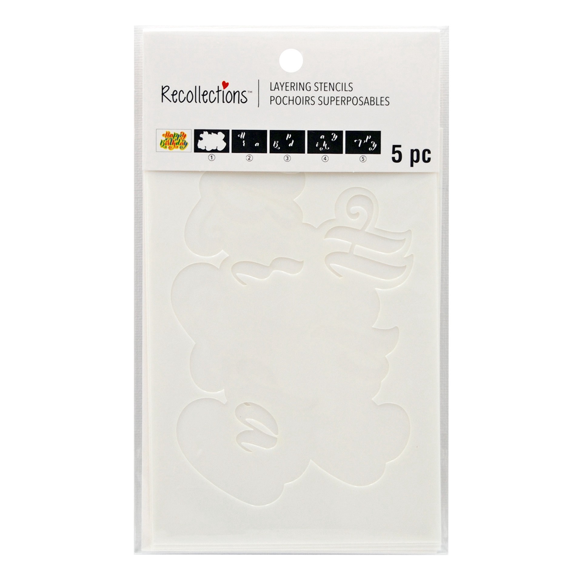 slide 2 of 3, Happy Birthday Layering Stencils By Recollections, 4 in x 6 in