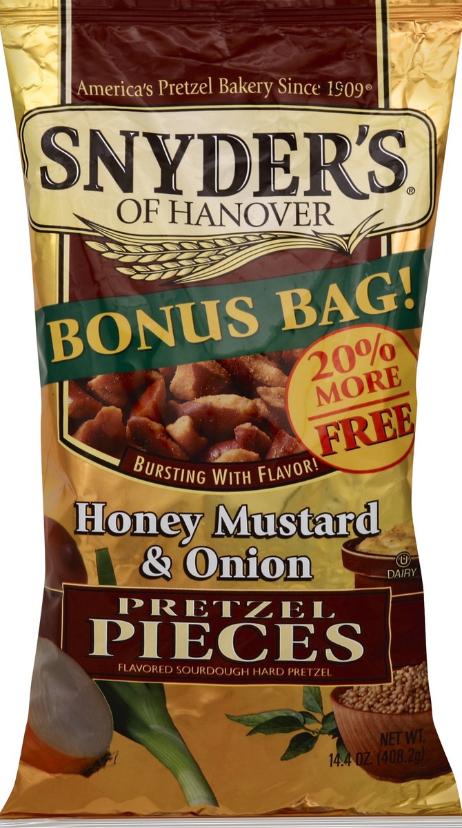 slide 5 of 5, Snyder's of Hanover Pretzel Pieces, Honey Mustard & Onion, Bonus Bag!, 14.4 oz