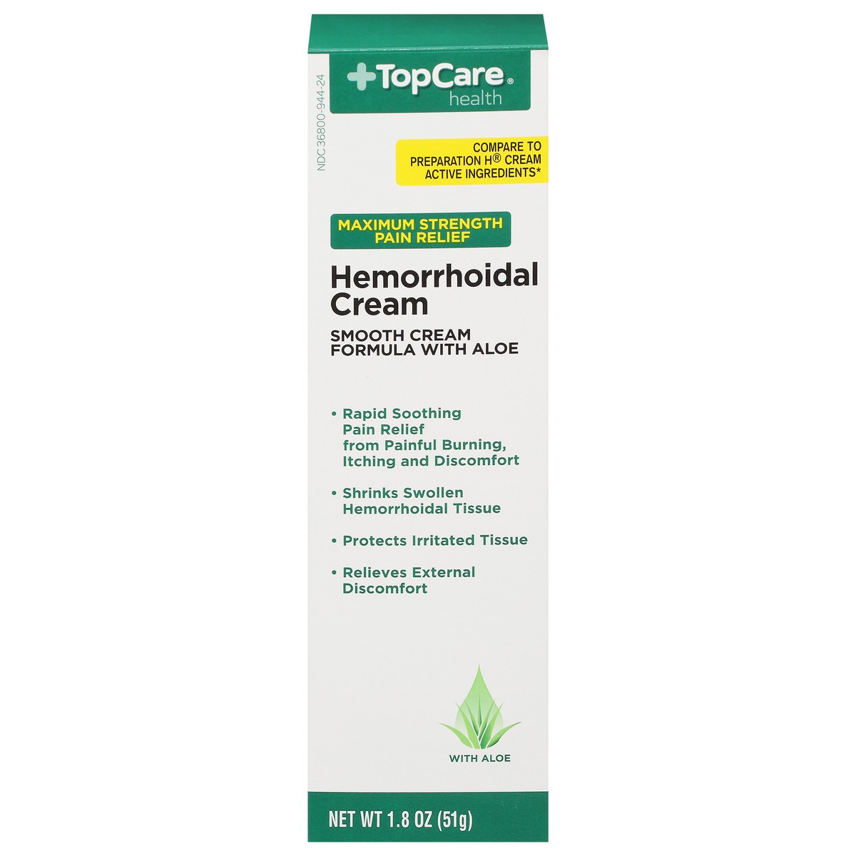 slide 1 of 9, TopCare Health Maximum Strength Pain Relief Hemorrhoidal Cream 1.8 oz, 1.8 oz