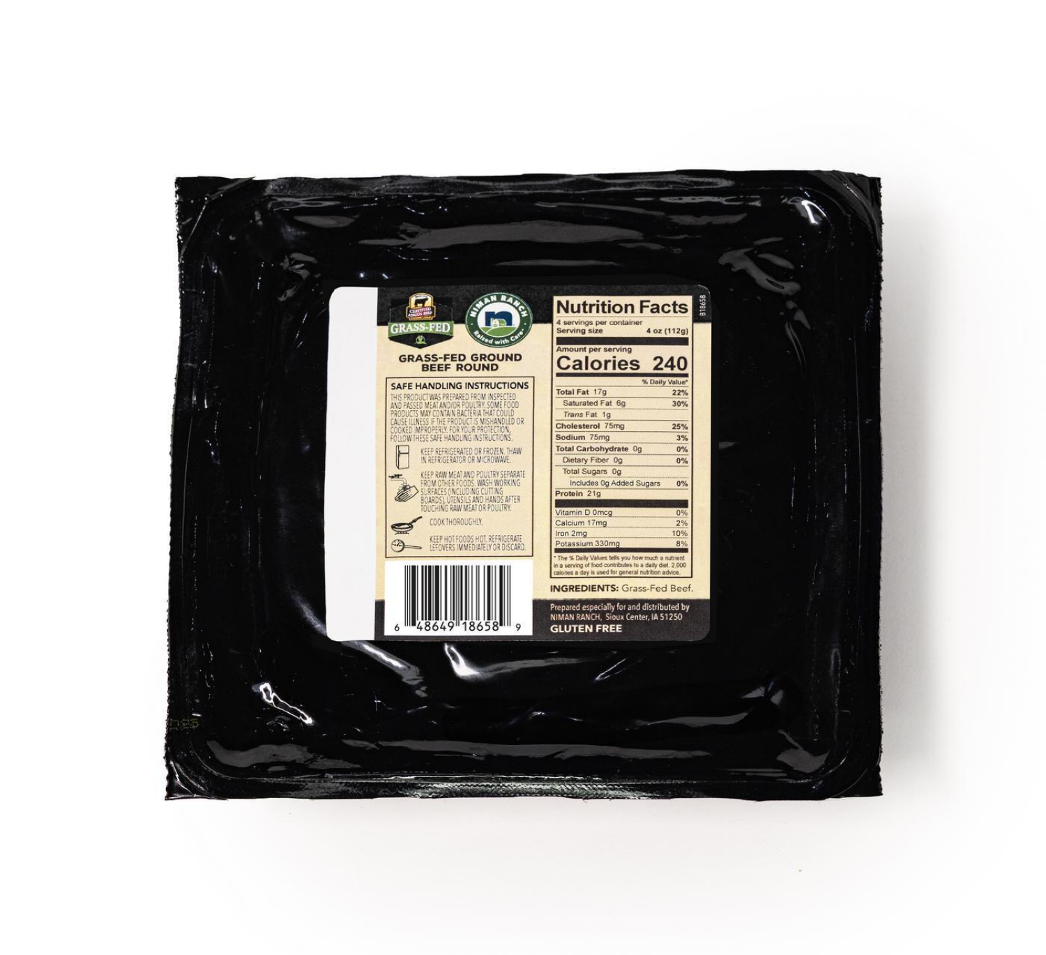 slide 2 of 2, Niman Ranch Grass Fed Ground Beef Round 16oz, 16 oz