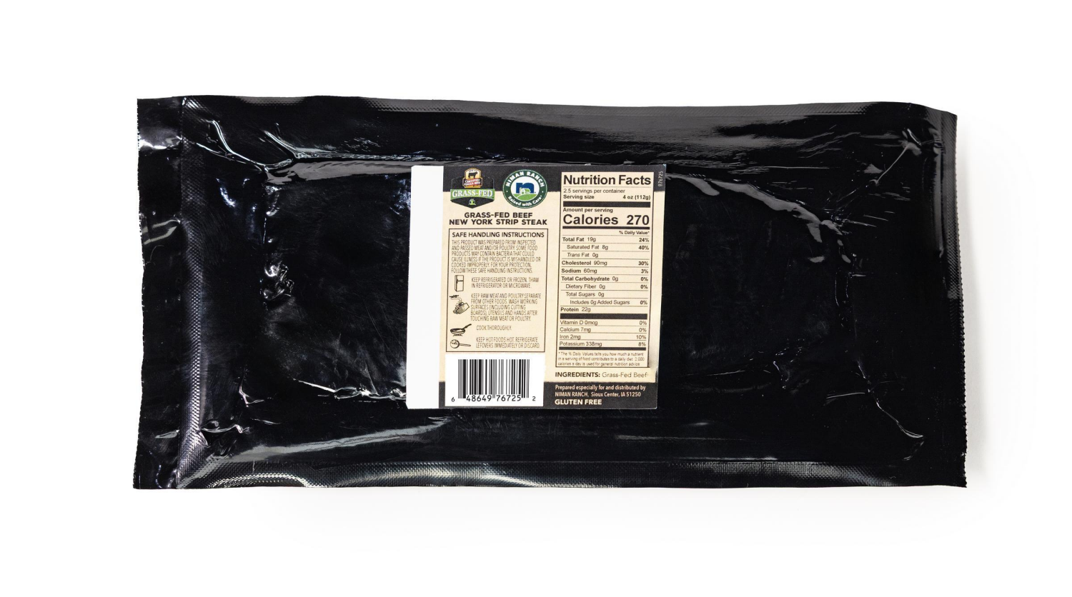 slide 2 of 2, Niman Ranch CAB Grass Fed Beef New York Strip Steak, 10 oz