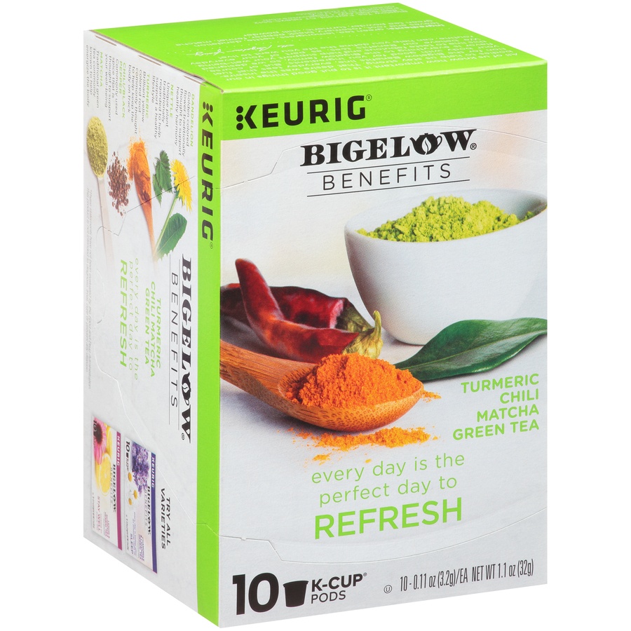 slide 4 of 7, Bigelow Benefits Turmeric Chili Matcha Green Tea Single Serve K Cups, 10 ct