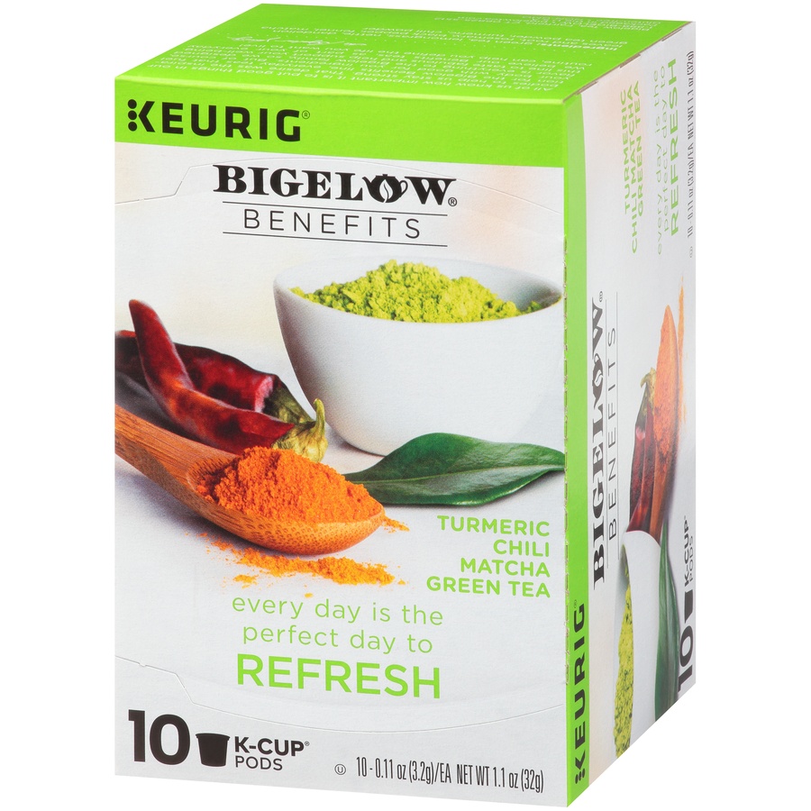 slide 3 of 7, Bigelow Benefits Turmeric Chili Matcha Green Tea Single Serve K Cups, 10 ct