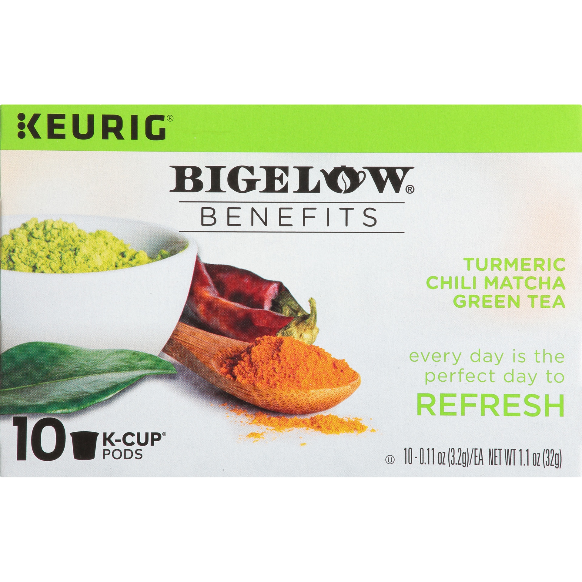 slide 5 of 7, Bigelow Benefits Turmeric Chili Matcha Green Tea Single Serve K Cups, 10 ct