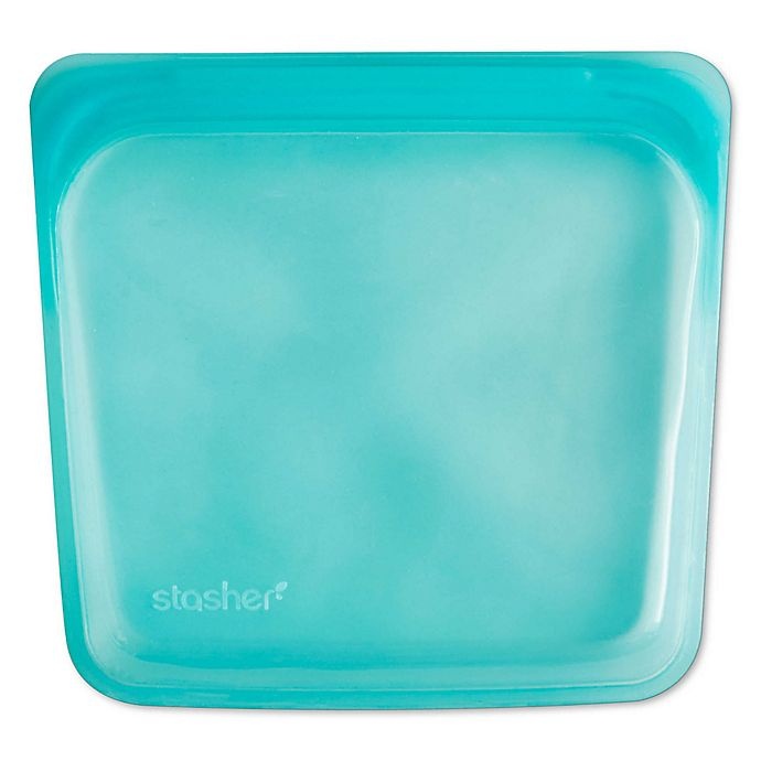 slide 1 of 5, Stasher Silicone Reusable Sandwich Bag - Aqua, 15 oz