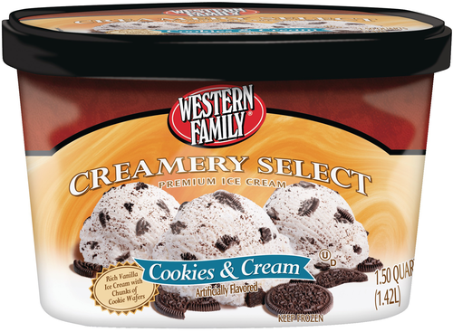 slide 1 of 1, Western Family Prem Cookies-N-Cream, 48 oz