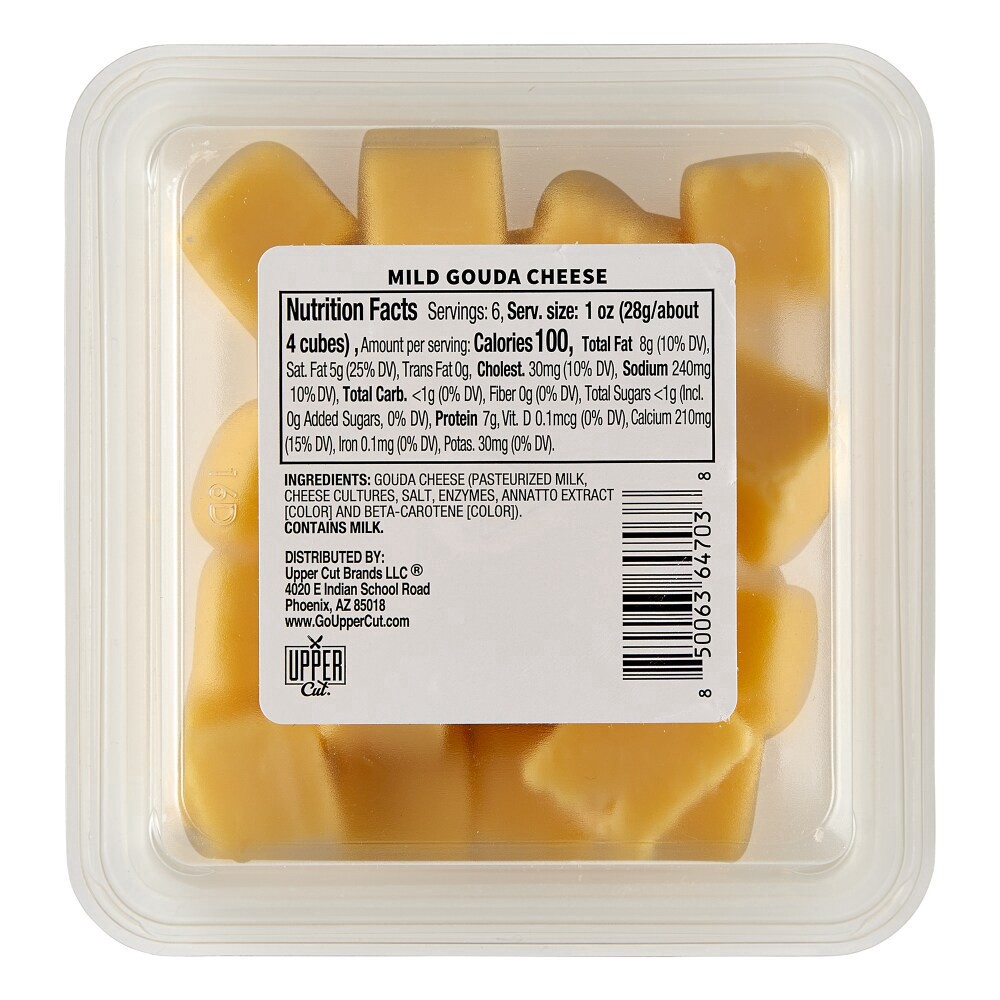 slide 2 of 2, Uppercut Cubed Mild Gouda Cheese, 6 oz