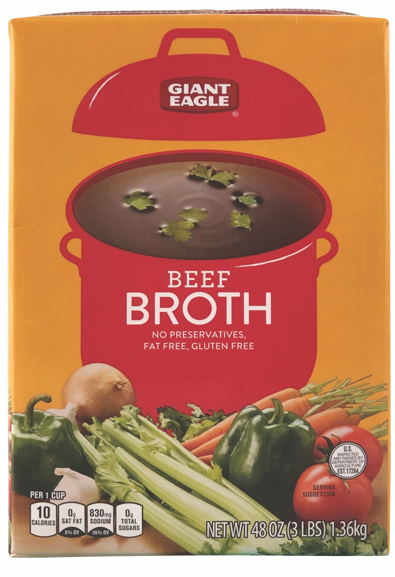 slide 1 of 1, Giant Eagle Beef Broth, No Preservatives, Fat Free, 48 oz