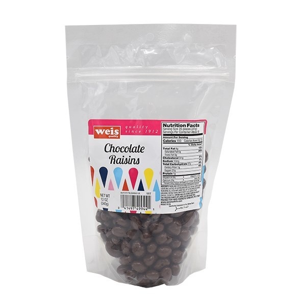 slide 1 of 1, Weis Quality Chocolate Raisins, 12 oz