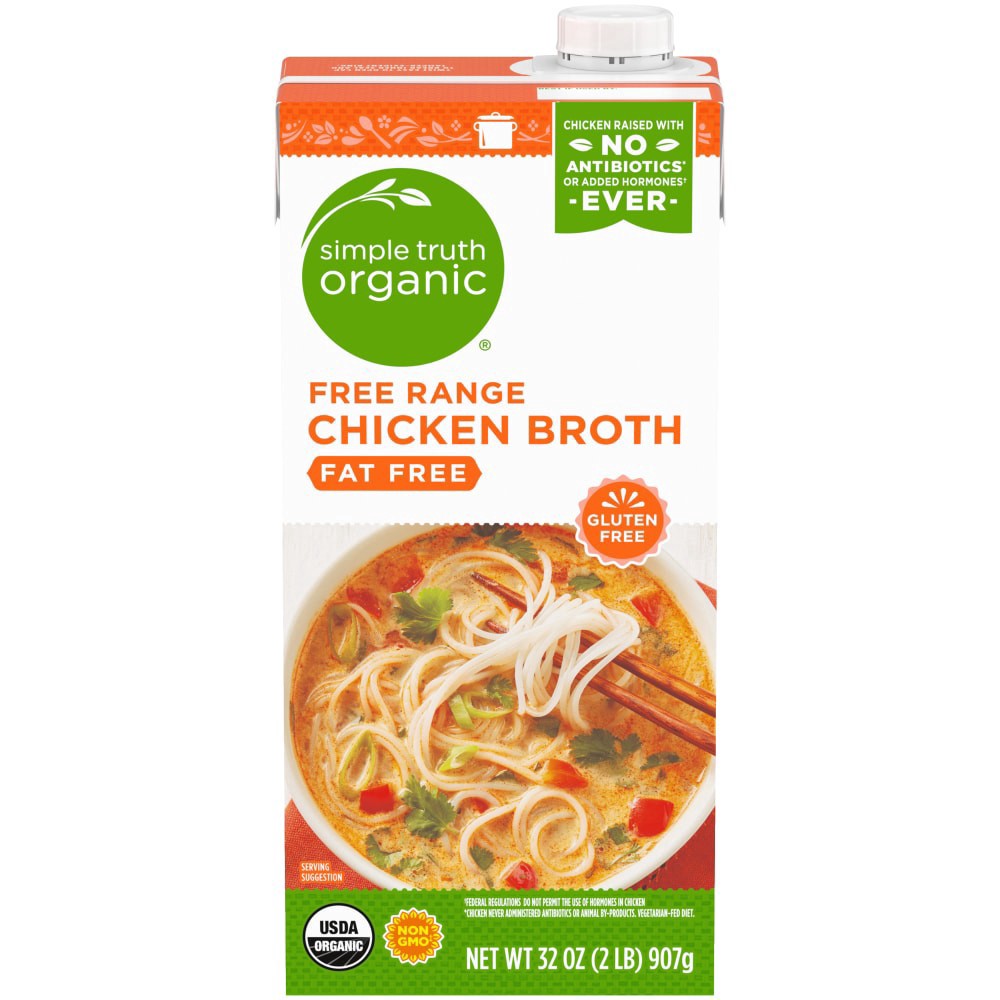 slide 3 of 3, Simple Truth Organic Fat Free Free Range Chicken Broth, 32 oz