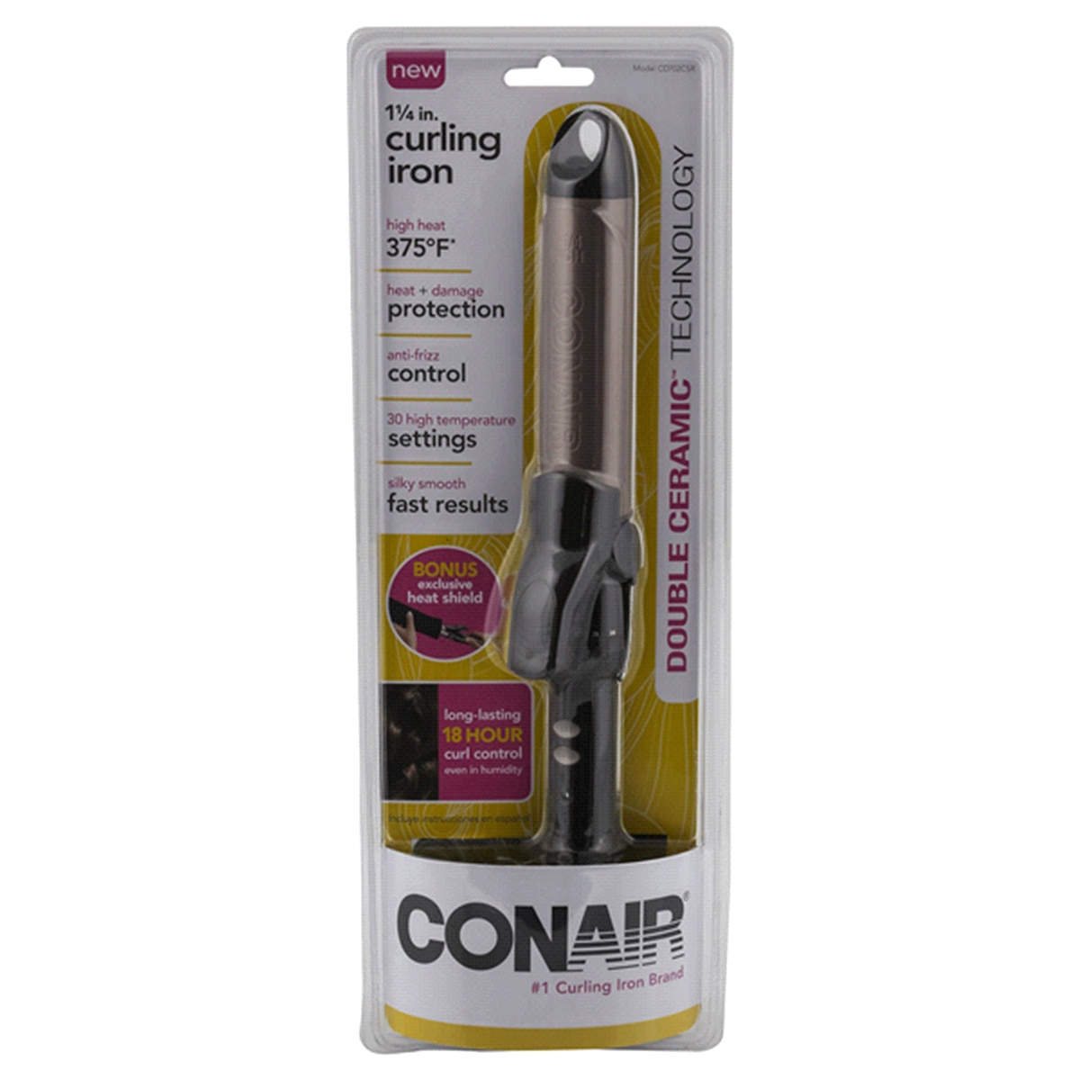 slide 1 of 5, Conair Double Ceramic Curling Iron In White/Gold, 1.25 in