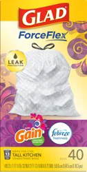 Glad ForceFlex 13 Gallon Tall Kitchen Moonlight Breeze Scent Drawstring Bags 40 ea