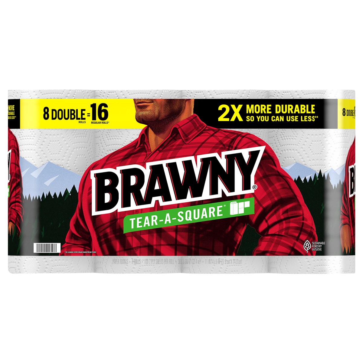 slide 5 of 9, Brawny Tear-A-Square Paper Towels, 8 Double Rolls, 8 ct