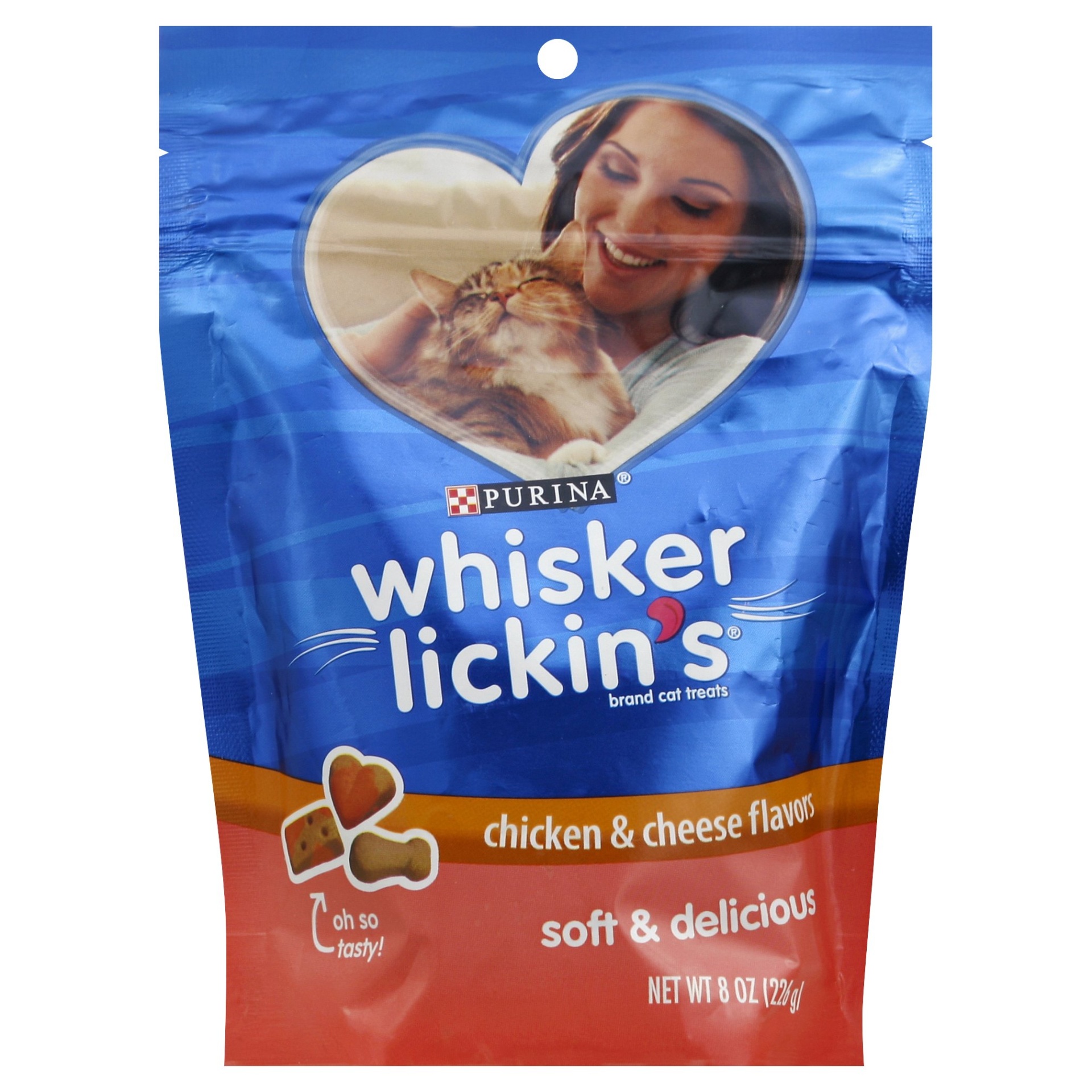 slide 1 of 1, Purina Whisker Lickin's Cat Treats, Chicken & Cheese, 8 oz