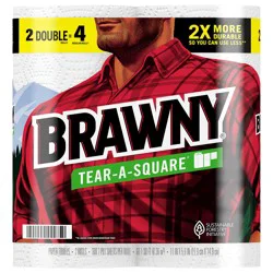 Brawny Tear-A-Square Paper Towels, 2 Double Rolls
