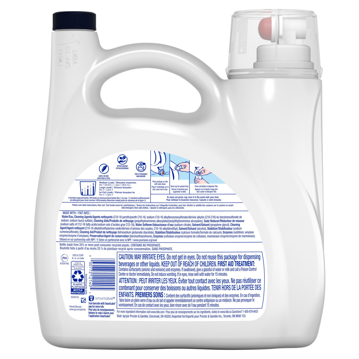 slide 10 of 21, Tide Free & Gentle Liquid Laundry Detergent, 115 Loads, 151 fl oz, Tide Laundry Detergent, Clean Laundry Detergent, 1.17 gal