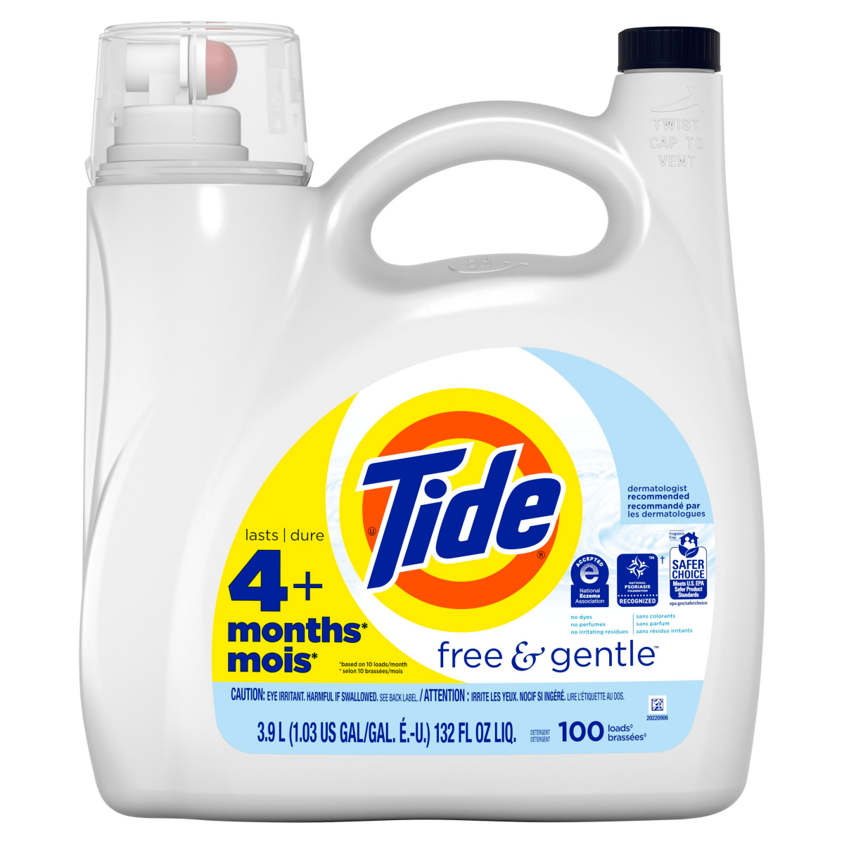 slide 1 of 21, Tide Free & Gentle Liquid Laundry Detergent, 115 Loads, 151 fl oz, Tide Laundry Detergent, Clean Laundry Detergent, 1.17 gal