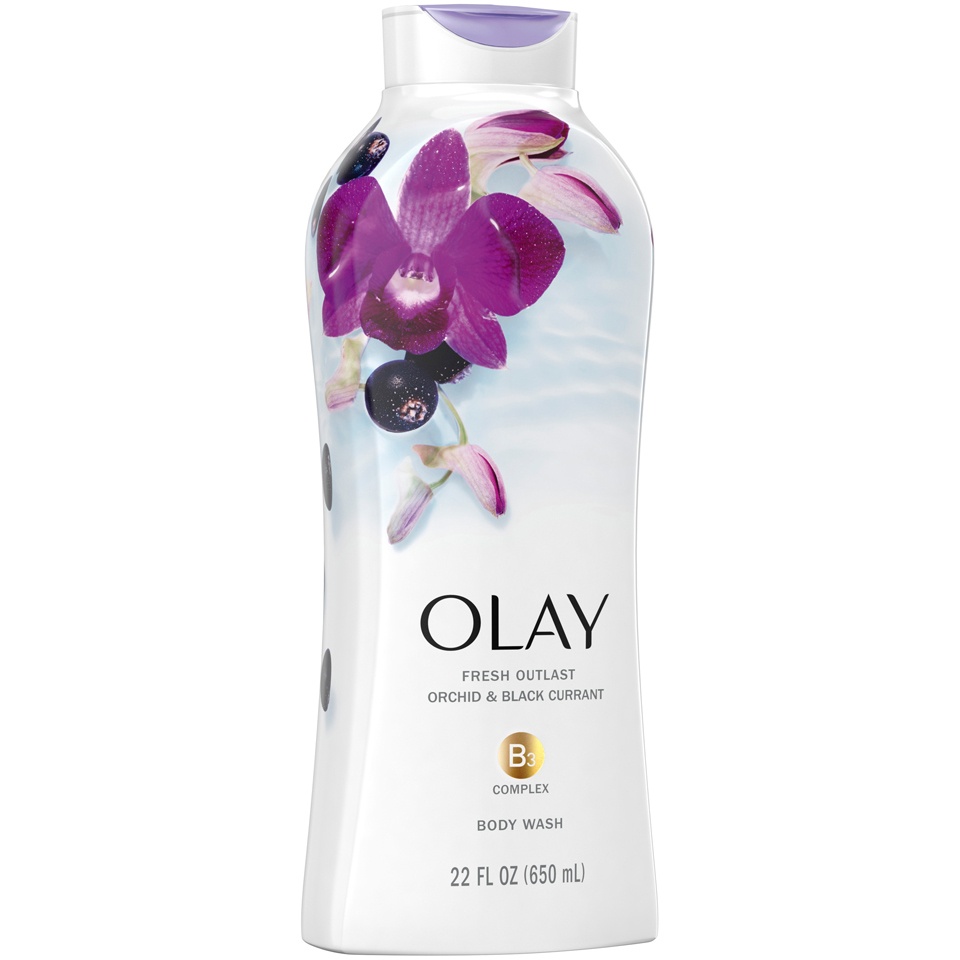 slide 3 of 3, Olay Fresh Outlast Body Wash, Orchid & Black Currant, 22 fl oz, 22 fl oz