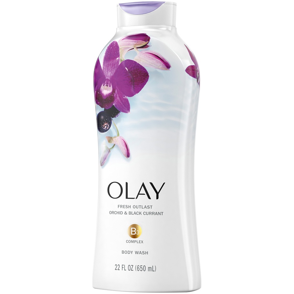 slide 2 of 3, Olay Fresh Outlast Body Wash, Orchid & Black Currant, 22 fl oz, 22 fl oz