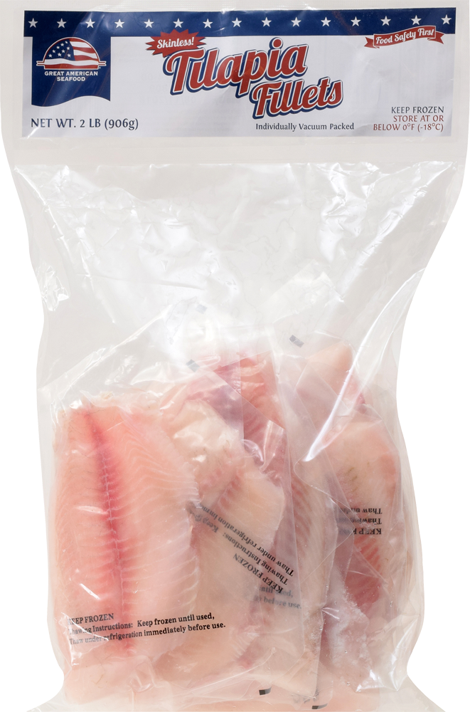 slide 1 of 1, Great American Seafood Skinless Tilapia Fillets, 2 lb