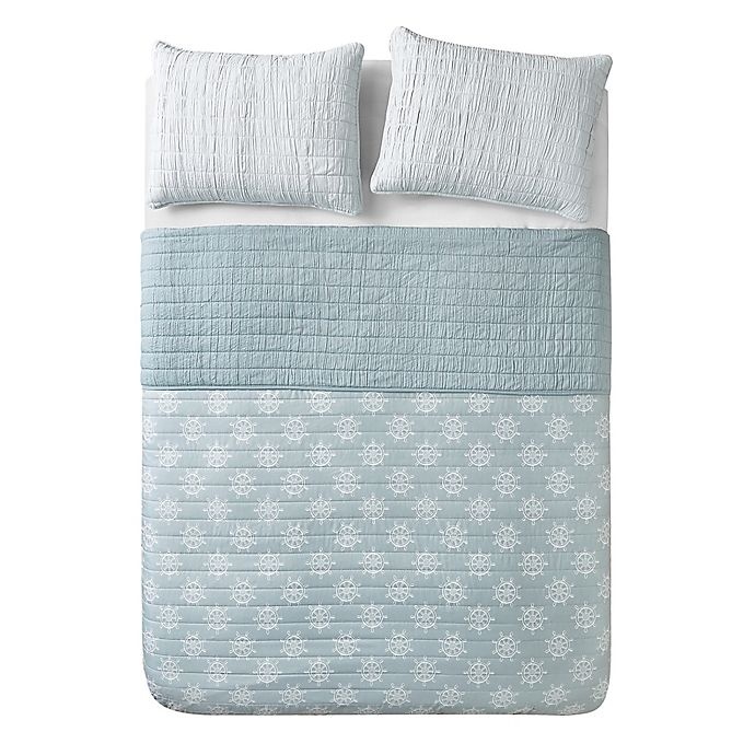 slide 3 of 4, Caribbean Joe Enzyme Washed Reversible Twin/Twin XL Quilt - Blue, 1 ct