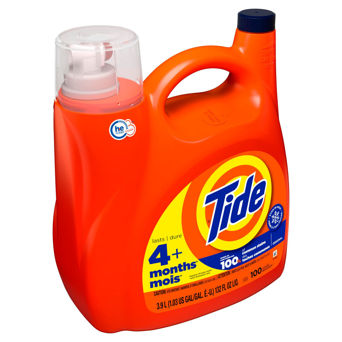 slide 3 of 9, Tide Laundry Detergent Liquid, Original Scent, 100 Loads, 125 fl oz, Works on 100% of Common Stains, 125 fl oz