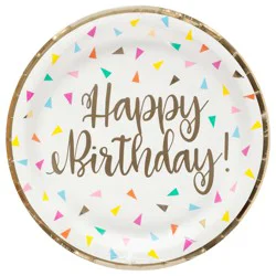 Unique Bright Triangles Happy Birthday Paper Plates, 8 ct