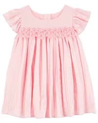Oshkosh Baby Flutter Pleated Dress Pink 9M
