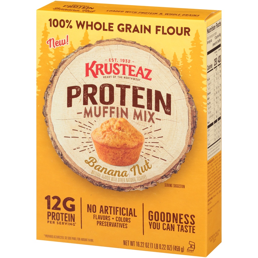 slide 5 of 8, Krusteaz Banana Nut Protein Muffin Mix, 20 oz