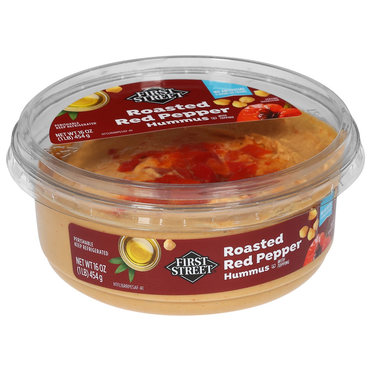 slide 12 of 14, First Street Roasted Red Pepper Hummus, 16 oz