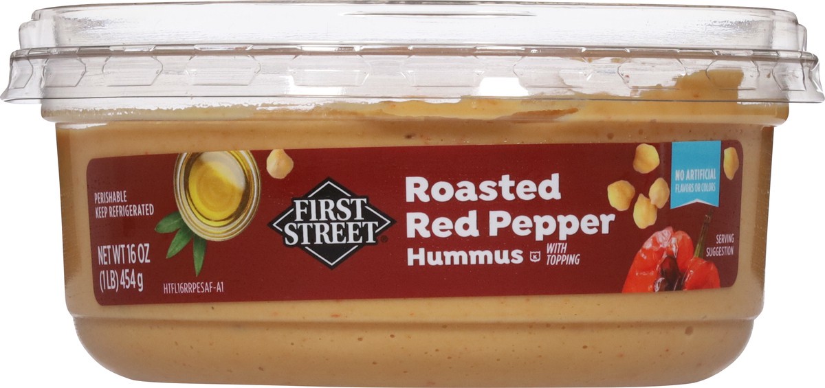 slide 14 of 14, First Street Roasted Red Pepper Hummus, 16 oz