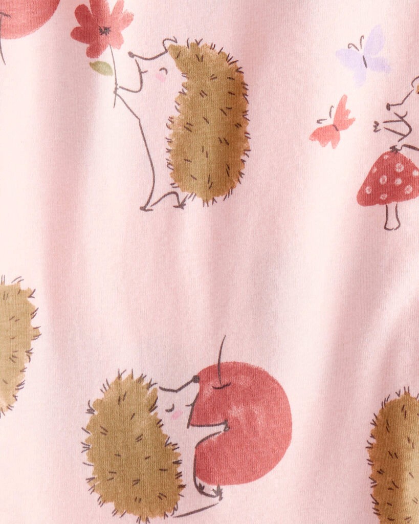 slide 3 of 3, Carter's Carters Baby Girl Hedgehog Print Cotton Long-Sleeve 4-Piece Pajamas - Pink/Brown Pink/Ivory 9M, 4 pc