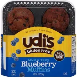 Udi's Gluten Free Moist and Tasty Blueberry Muffins, Frozen, 12 oz. 4-Count