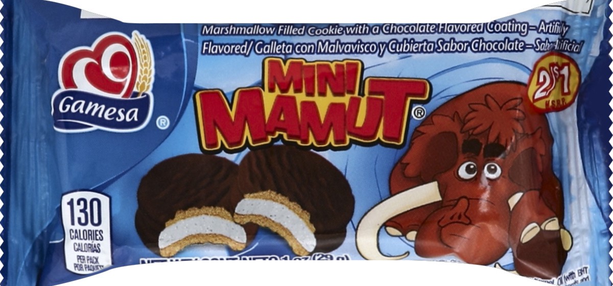 slide 4 of 5, Gamesa Cookies, Marshmallow Filled, Mini Mamut, 1 oz
