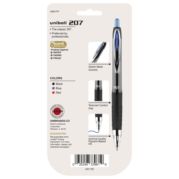 slide 2 of 8, uni-ball 207 Retractable Fraud Prevention Gel Pens, Medium Point, Black Barrels, Assorted Ink Colors, Pack Of 4 Pens, 4 ct