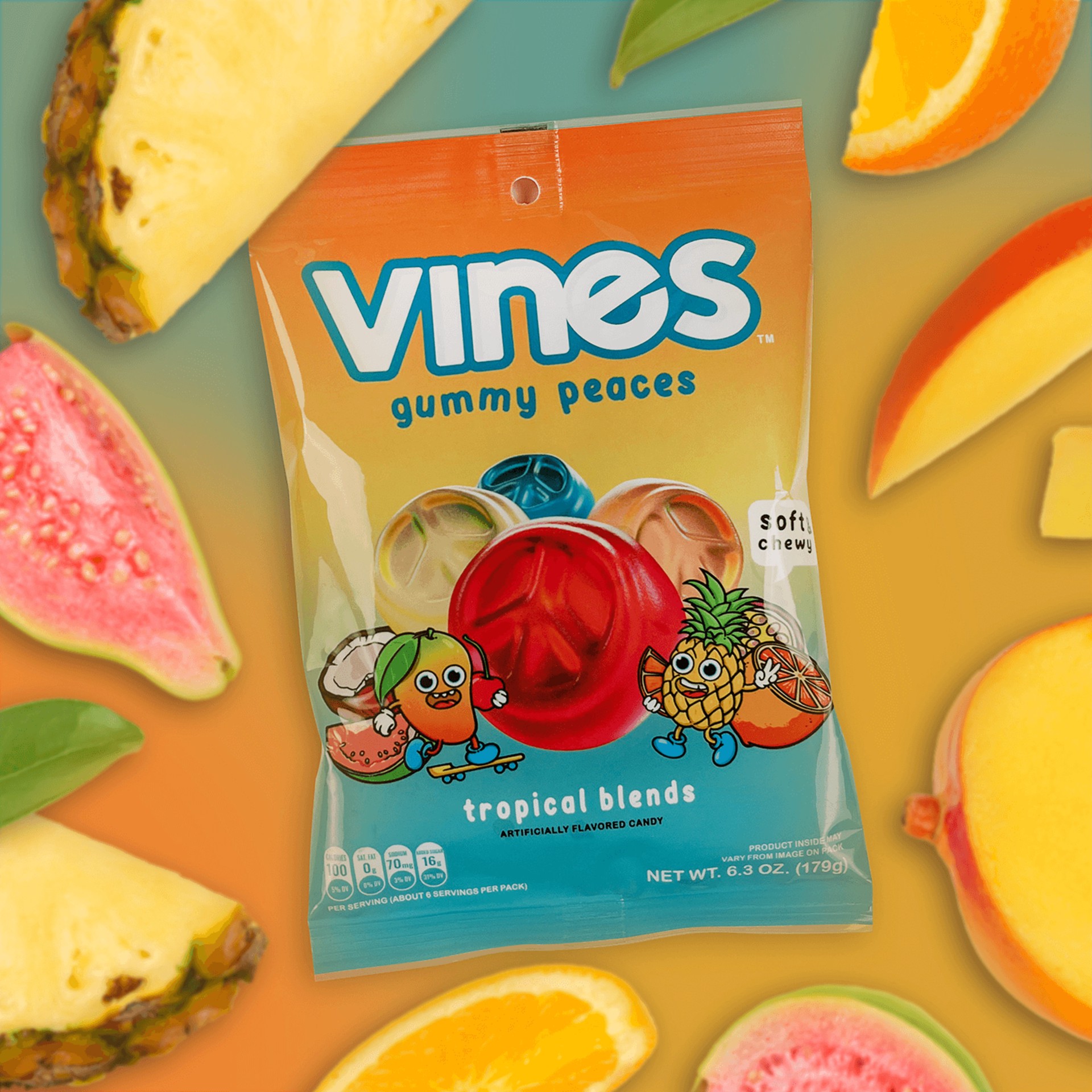 slide 3 of 7, Vines Gummies Tropical Blends, 6.3oz Bag, 6.3 oz