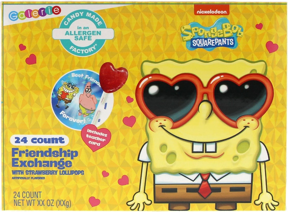 slide 1 of 1, Galerie SpongeBob Lollipops Valentine Friendship Exchange Kit, 24 ct