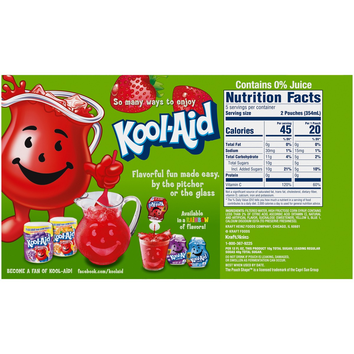 slide 2 of 9, Kool-Aid Jammers Strawberry Kiwi Flavored 0% Juice Drink, 10 ct Box, 6 fl oz Pouches, 10 ct