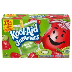 Kool-Aid Jammers Strawberry Kiwi Flavored 0% Juice Drink, 10 ct Box, 6 fl oz Pouches