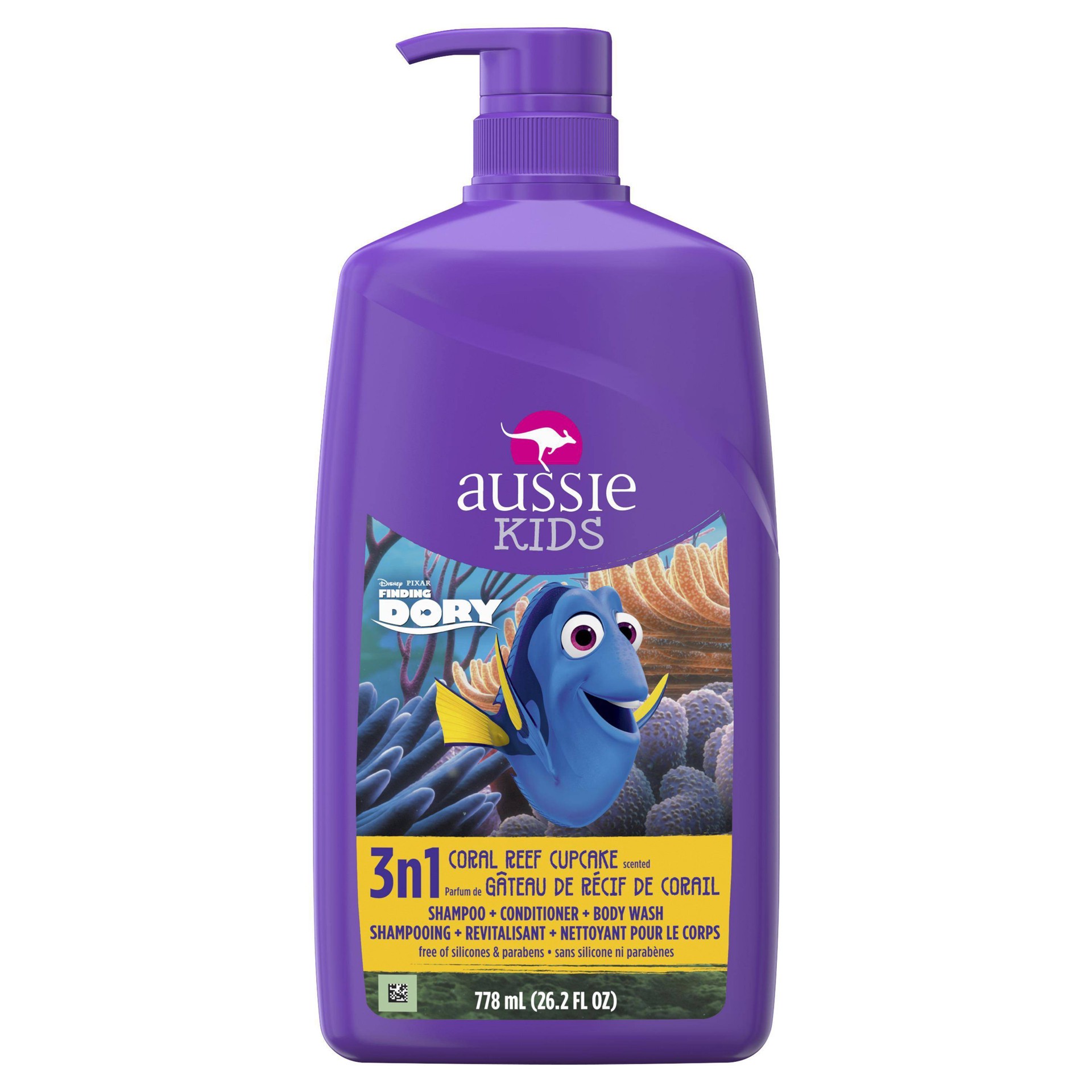 slide 1 of 4, Aussie Kids Coral Reef Cupcake 3 in 1 Shampoo + Conditioner + Body Wash, 26.2 fl oz