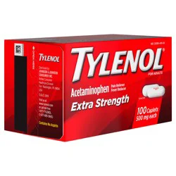 Tylenol Extra Strength Pain Reliever and Fever Reducer Caplets, 500 mg Acetaminophen Pain Relief Pills for Headache, Backache, Toothache & Minor Arthritis Pain Relief; 100 ct.; Pack of 1