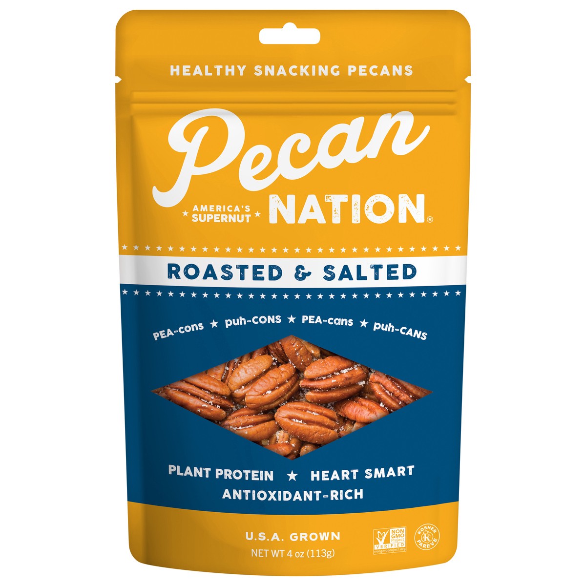 slide 1 of 9, Pecan Nation Roasted & Salted Snacking Pecans, 4 oz