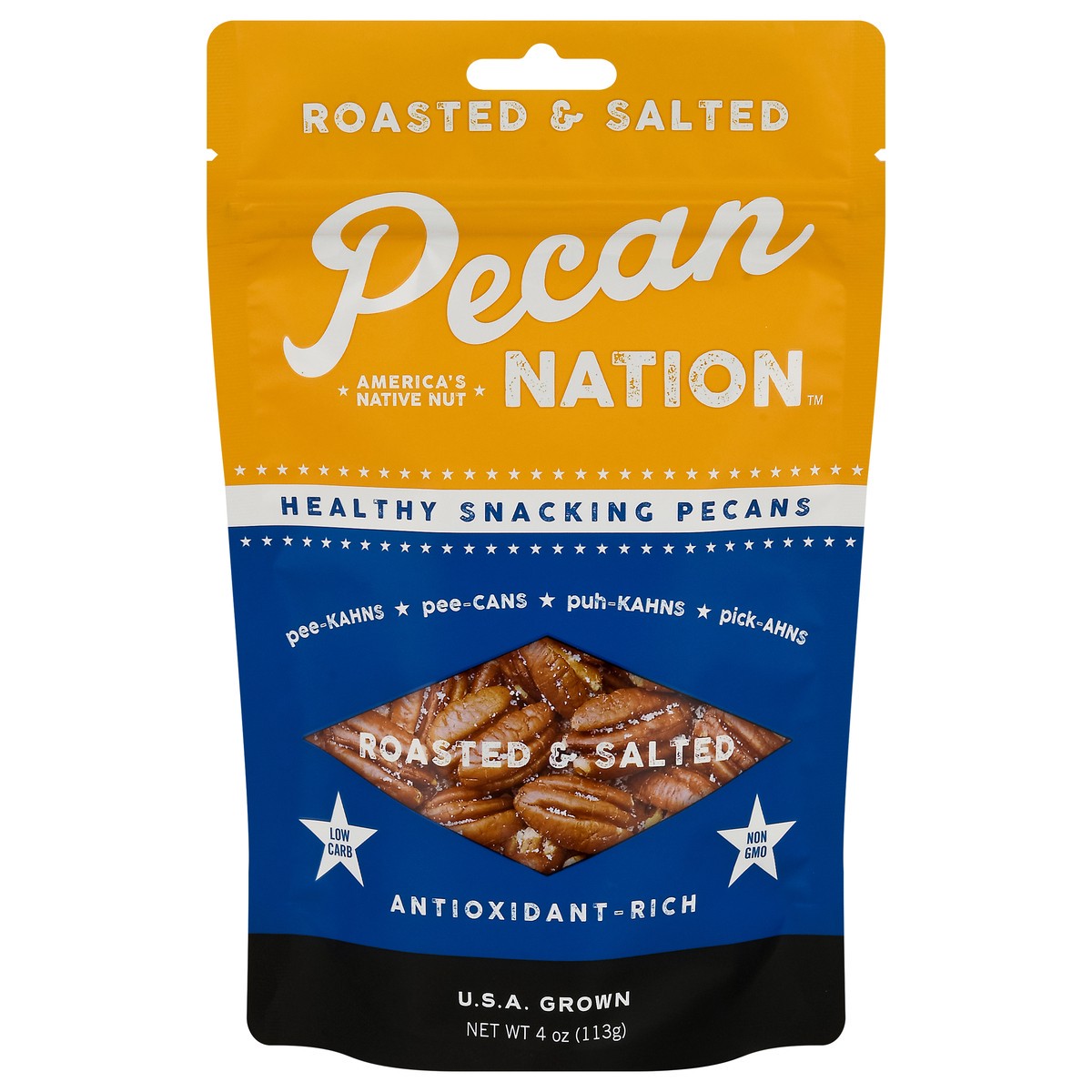 slide 1 of 9, Pecan Nation Healthy Snacking Antioxidant - Rich Roasted & Salted Pecan 4 oz, 4 oz