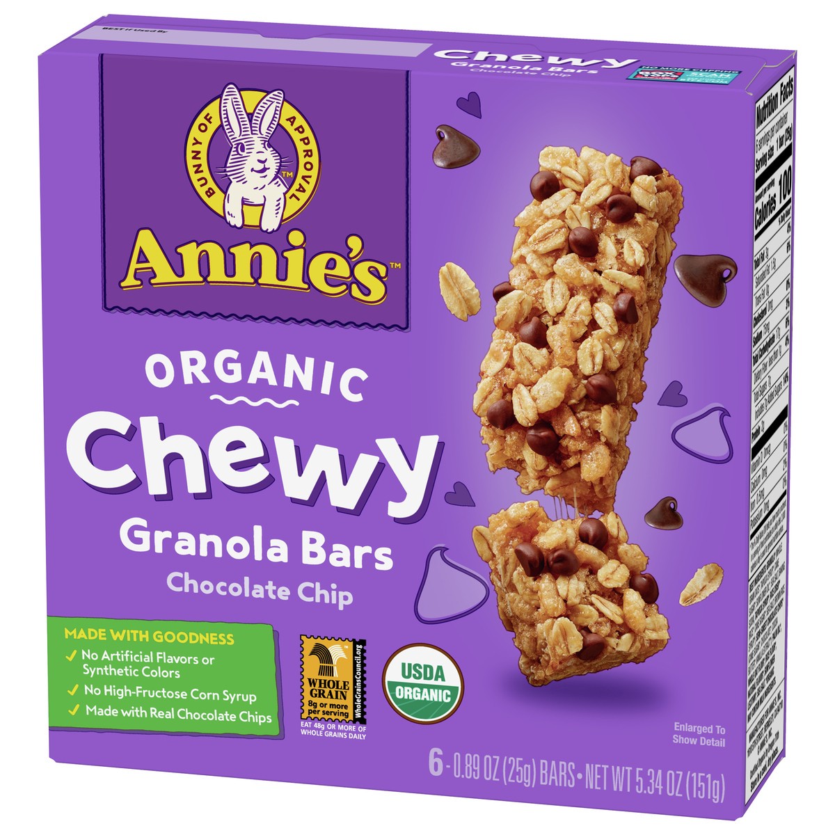 slide 5 of 13, Annie's Organic Chewy Granola Bars, Chocolate Chip, 6 Bars, 5.34 oz, 6 ct