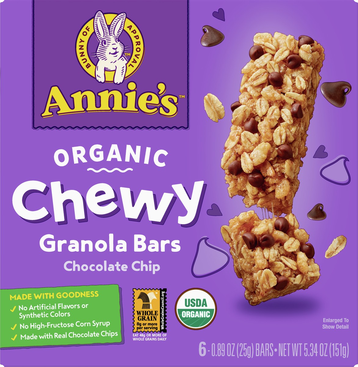 slide 13 of 13, Annie's Organic Chewy Granola Bars, Chocolate Chip, 6 Bars, 5.34 oz, 6 ct