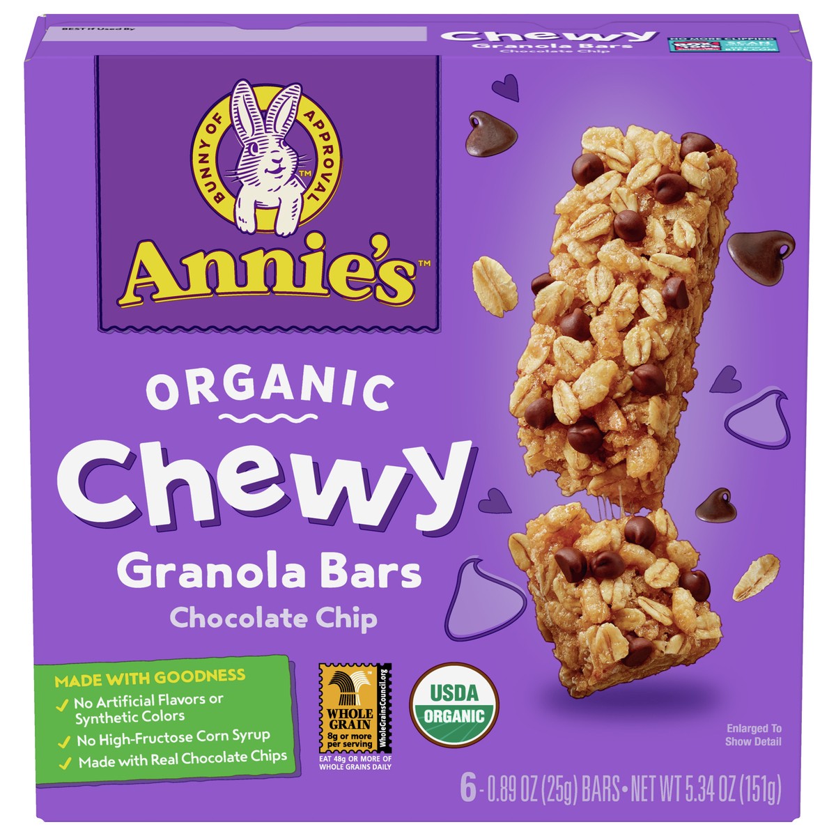 slide 3 of 13, Annie's Organic Chewy Granola Bars, Chocolate Chip, 6 Bars, 5.34 oz, 6 ct