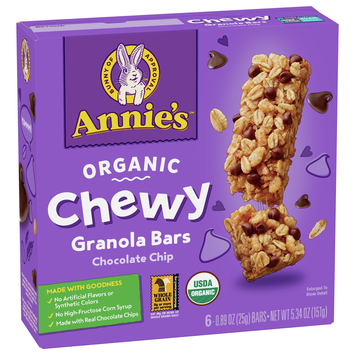 slide 6 of 13, Annie's Organic Chewy Granola Bars, Chocolate Chip, 6 Bars, 5.34 oz, 6 ct