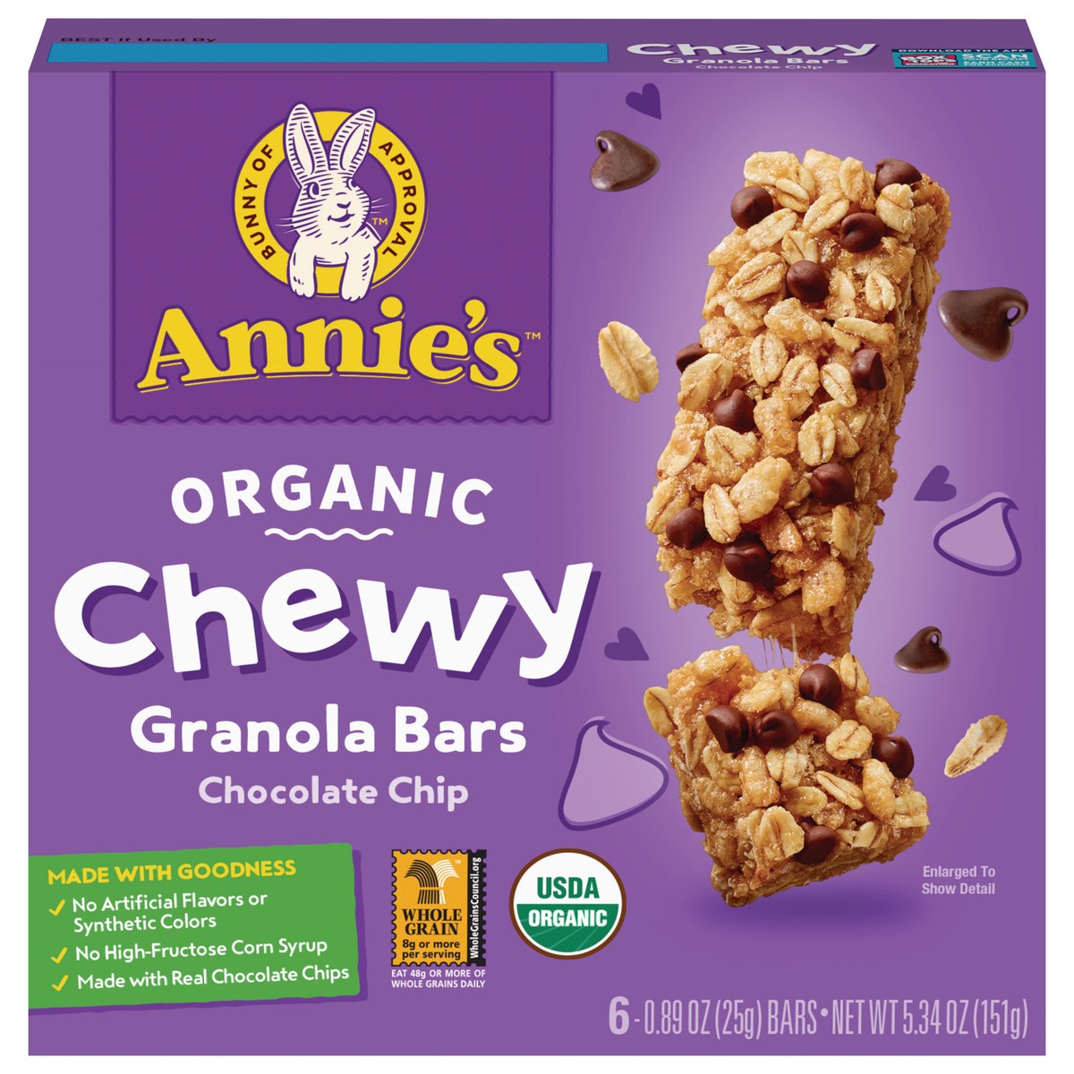 slide 1 of 13, Annie's Organic Chewy Granola Bars, Chocolate Chip, 6 Bars, 5.34 oz, 6 ct