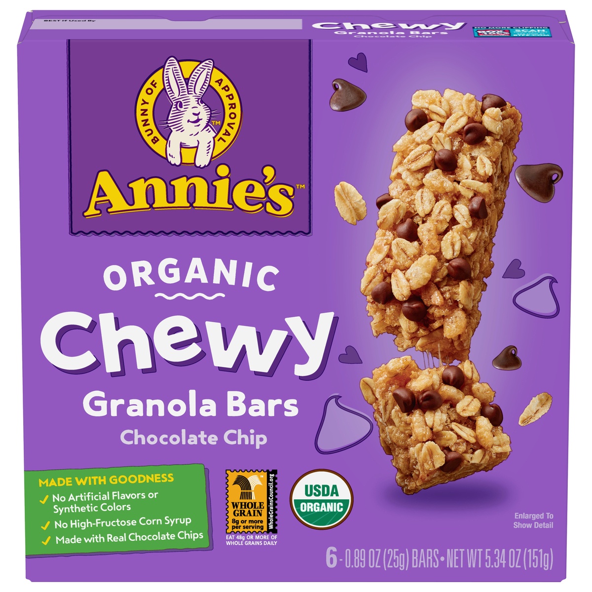 slide 1 of 1, Annie's Organic Chewy Granola Bars, Chocolate Chip,  5.34 oz, 6 ct, 6 ct; 0.89 oz